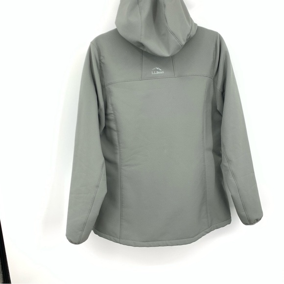 LL Bean Jacket Women Size Large Zip Front Coat Gray Storm Fleece Pro Lined Hood - Picture 7 of 9